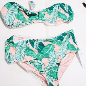 Tropical palm leaves swim suit